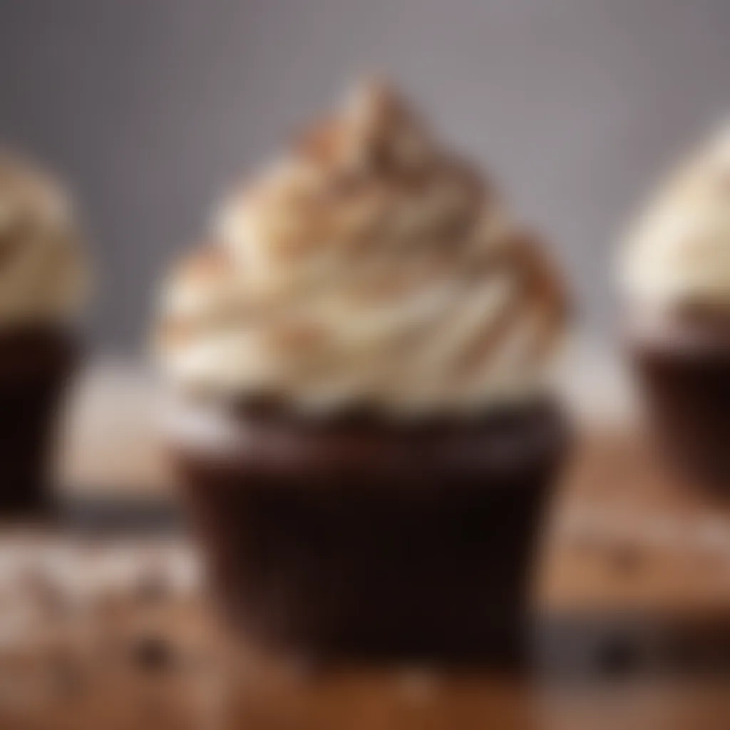 Artistic Swirling of Creamy Frosting on Chocolate Cupcake