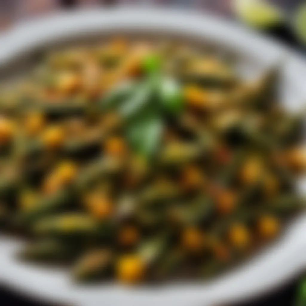 Delicious bhindi dish ready to be served