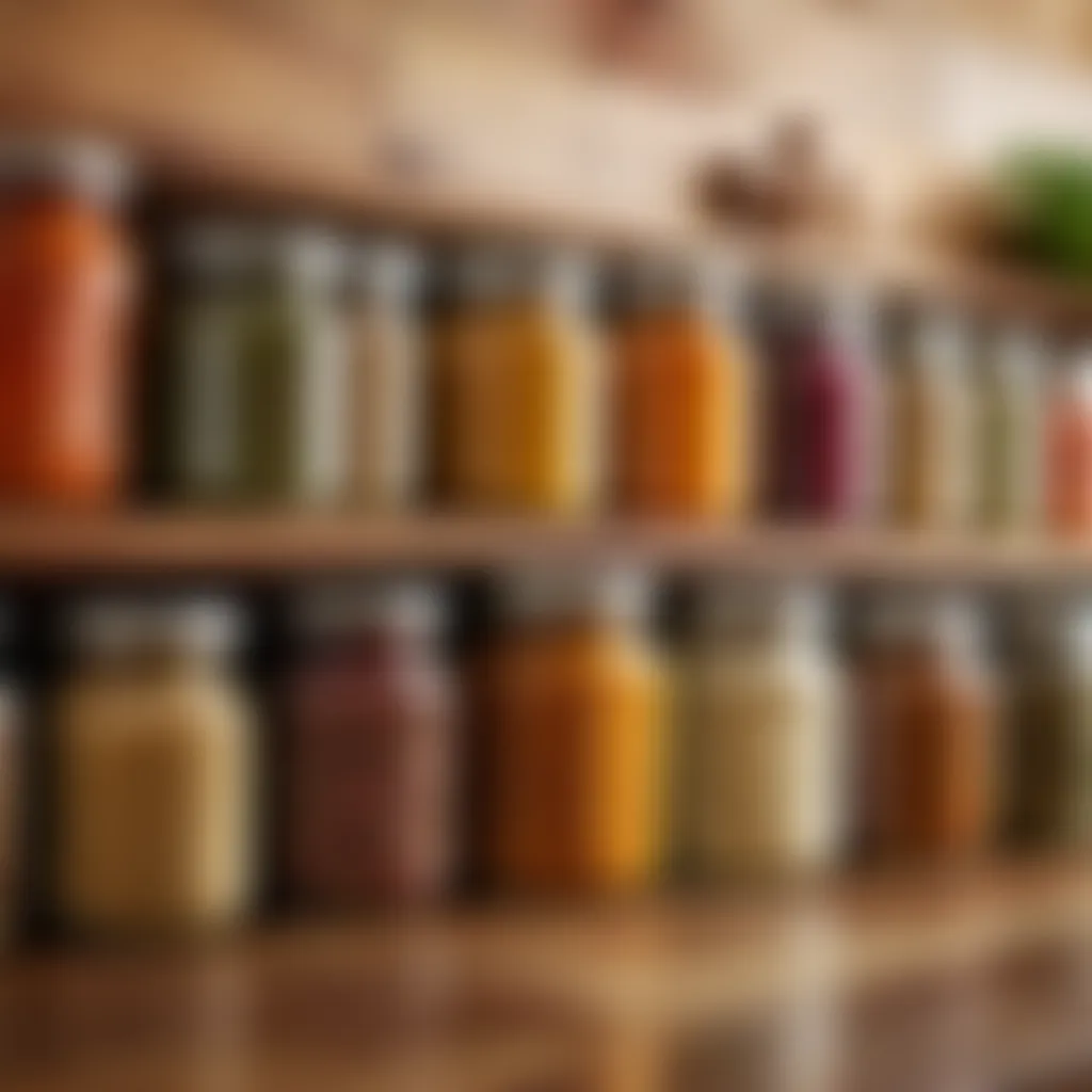 Assortment of spices in glass jars
