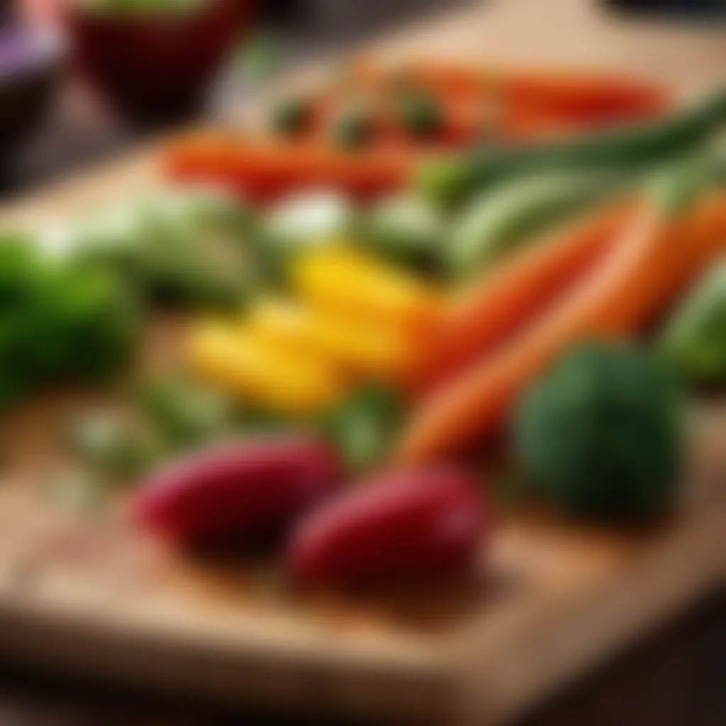 Colorful vegetables on a cutting board