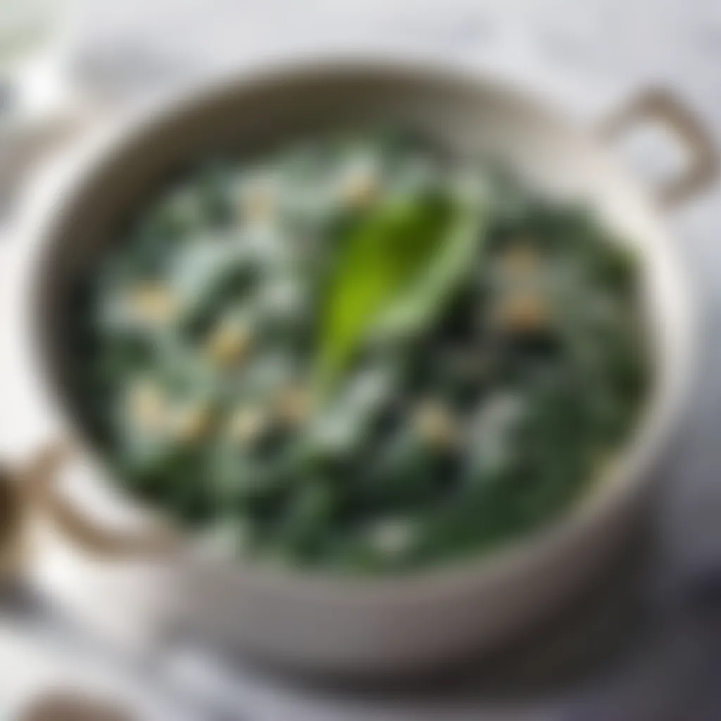 Creamed spinach served in a dish