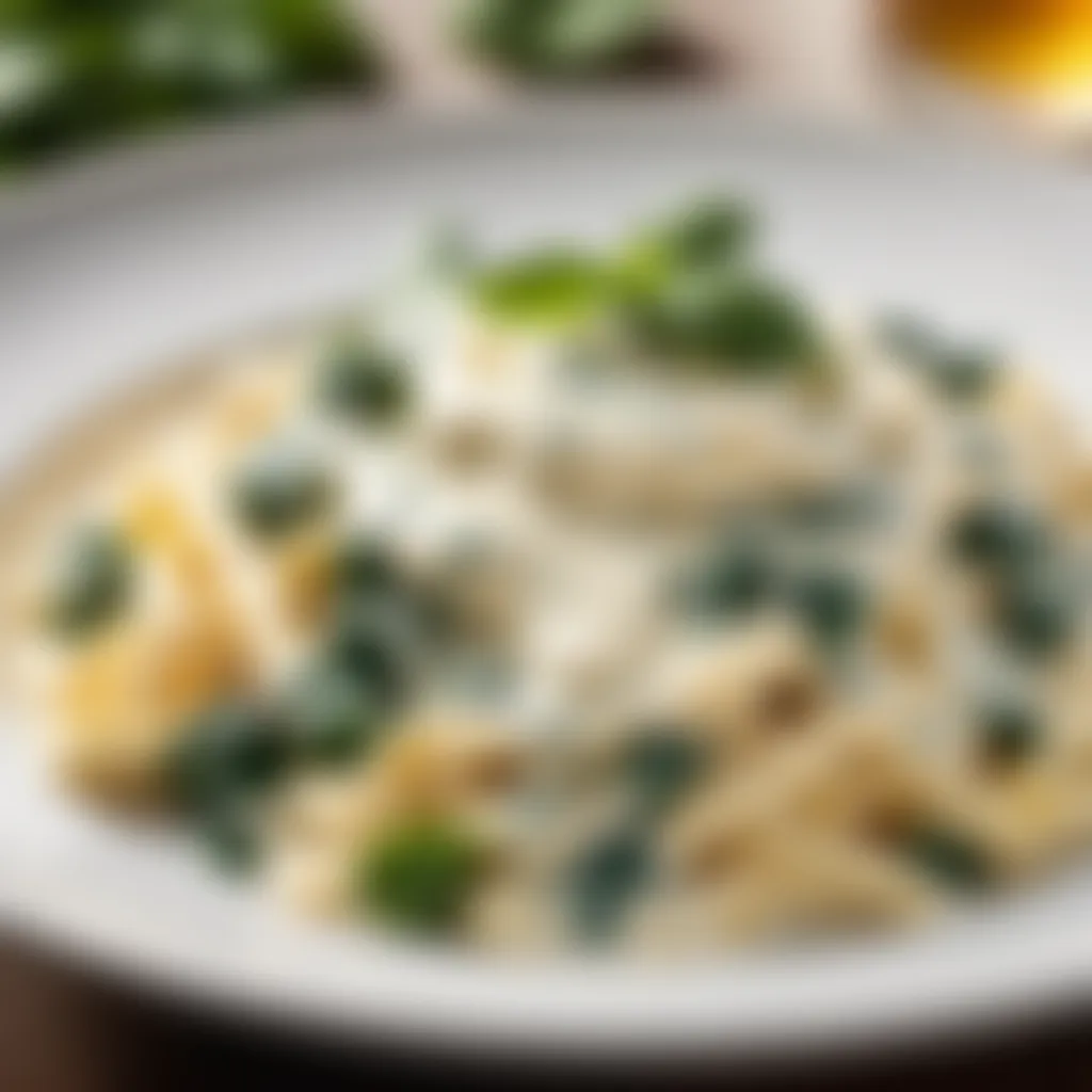 Decadent Alfredo Sauce with Spinach and Asiago Cheese