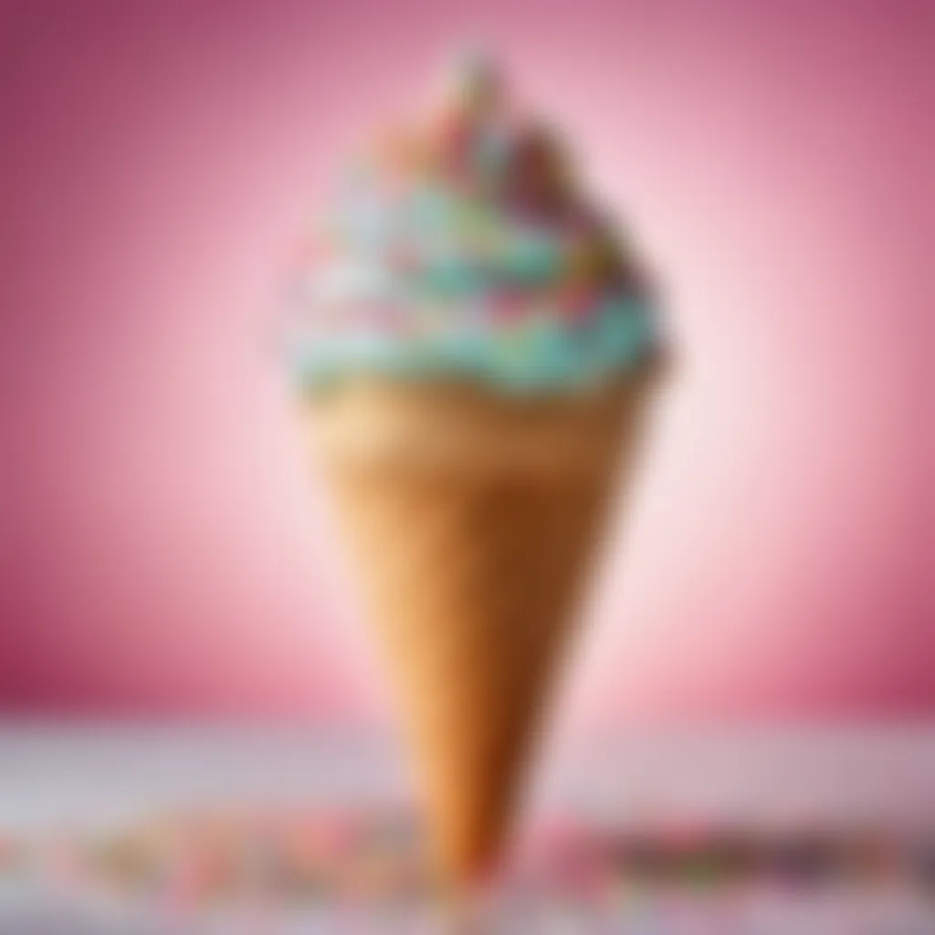 Decorating ice cream cone with sprinkles