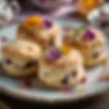 Scone on antique plate with floral motif