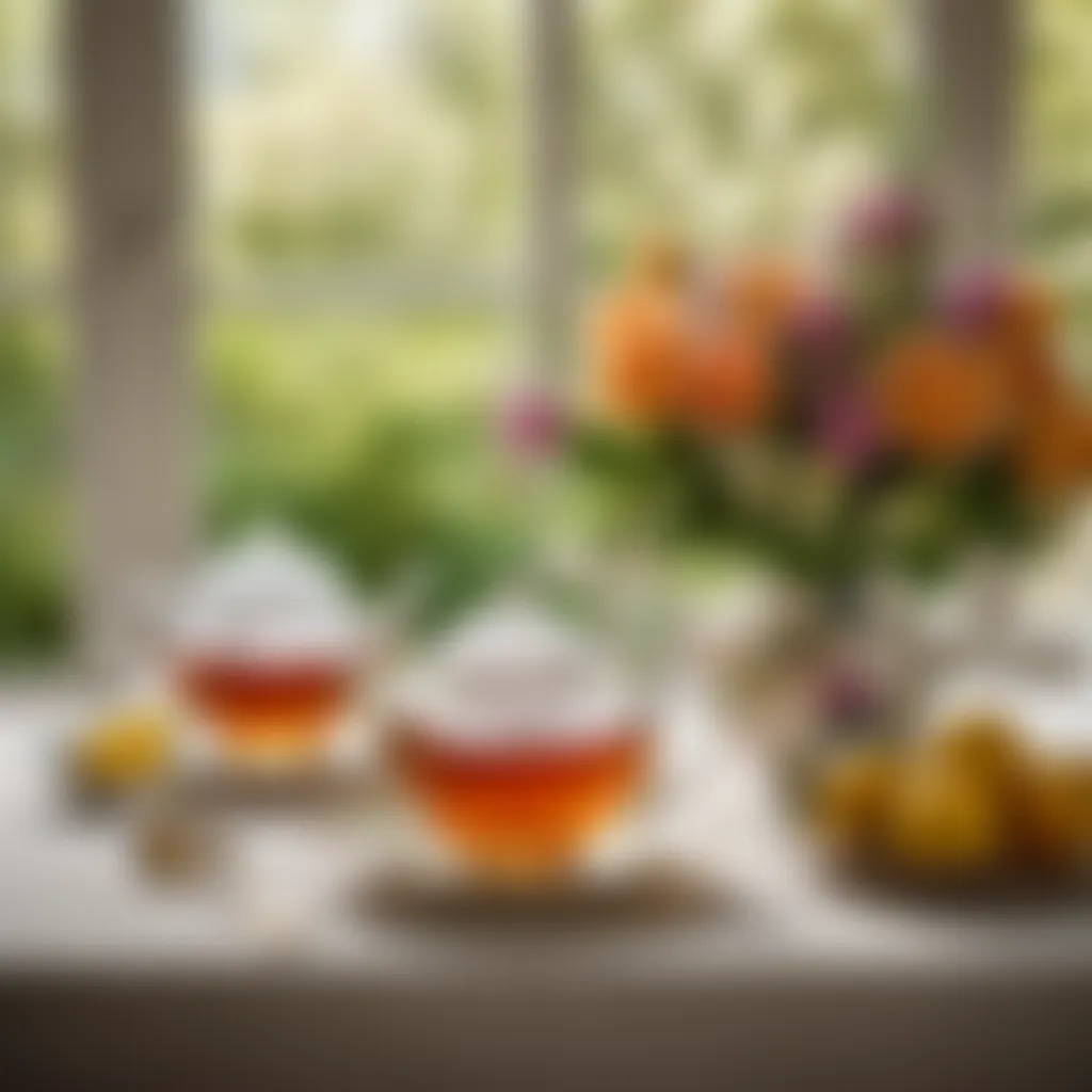 Elegant Tea Setting with Floral Arrangement