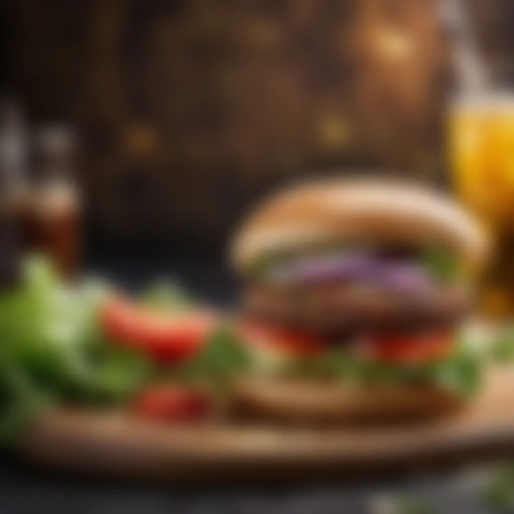 Creative plating of a vegetarian burger masterpiece