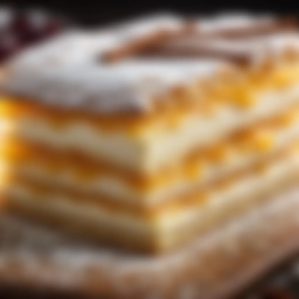 Precision in layering ingredients for a delicate pastry