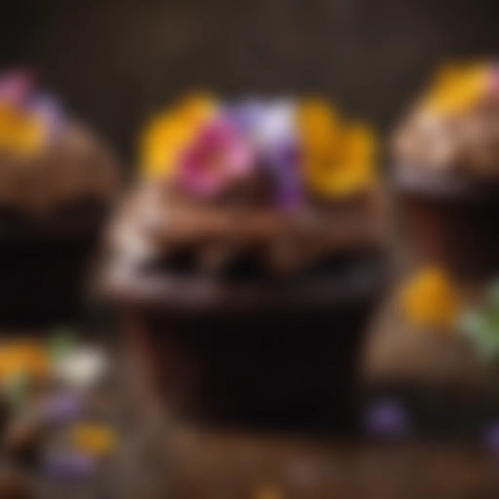 Exquisite Chocolate Cupcake Garnished with Edible Flowers