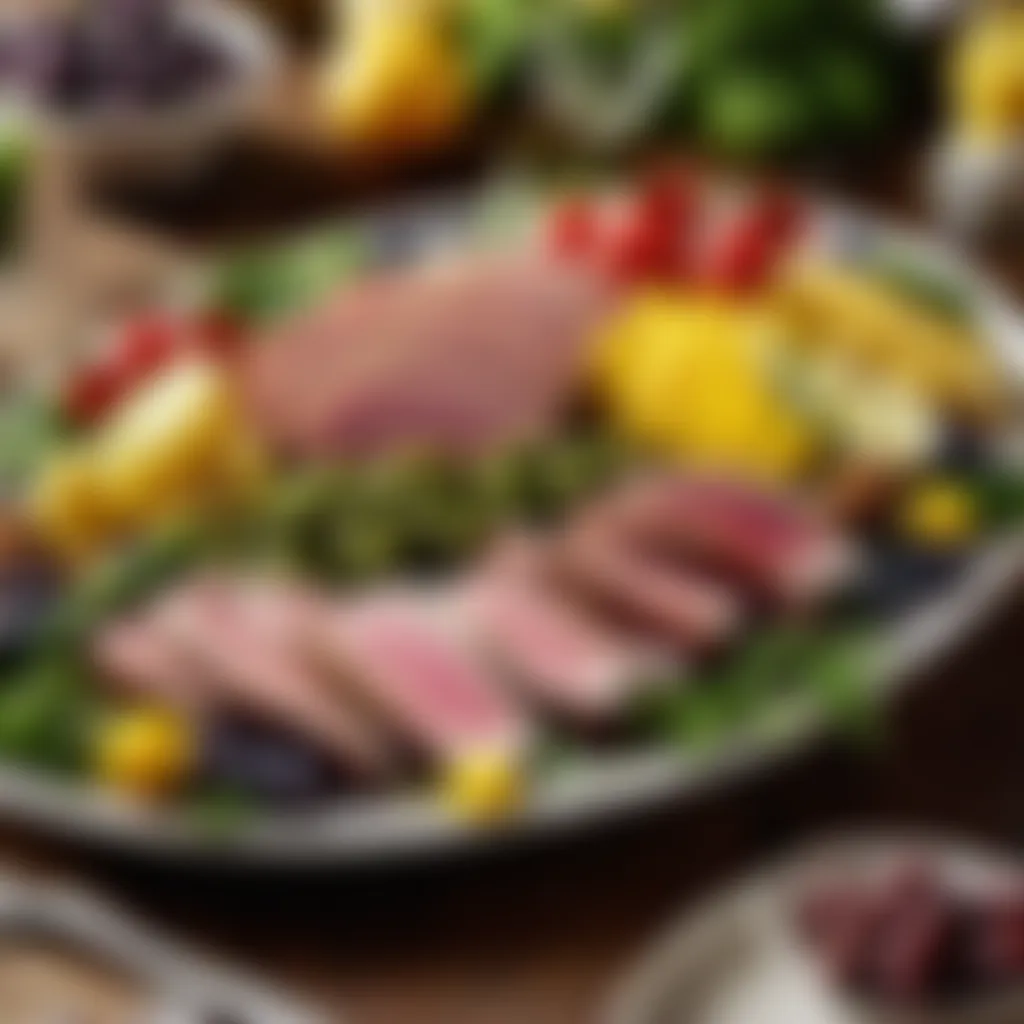 Artistic representation of a vibrant array of fresh ingredients for Tuna Nicoise