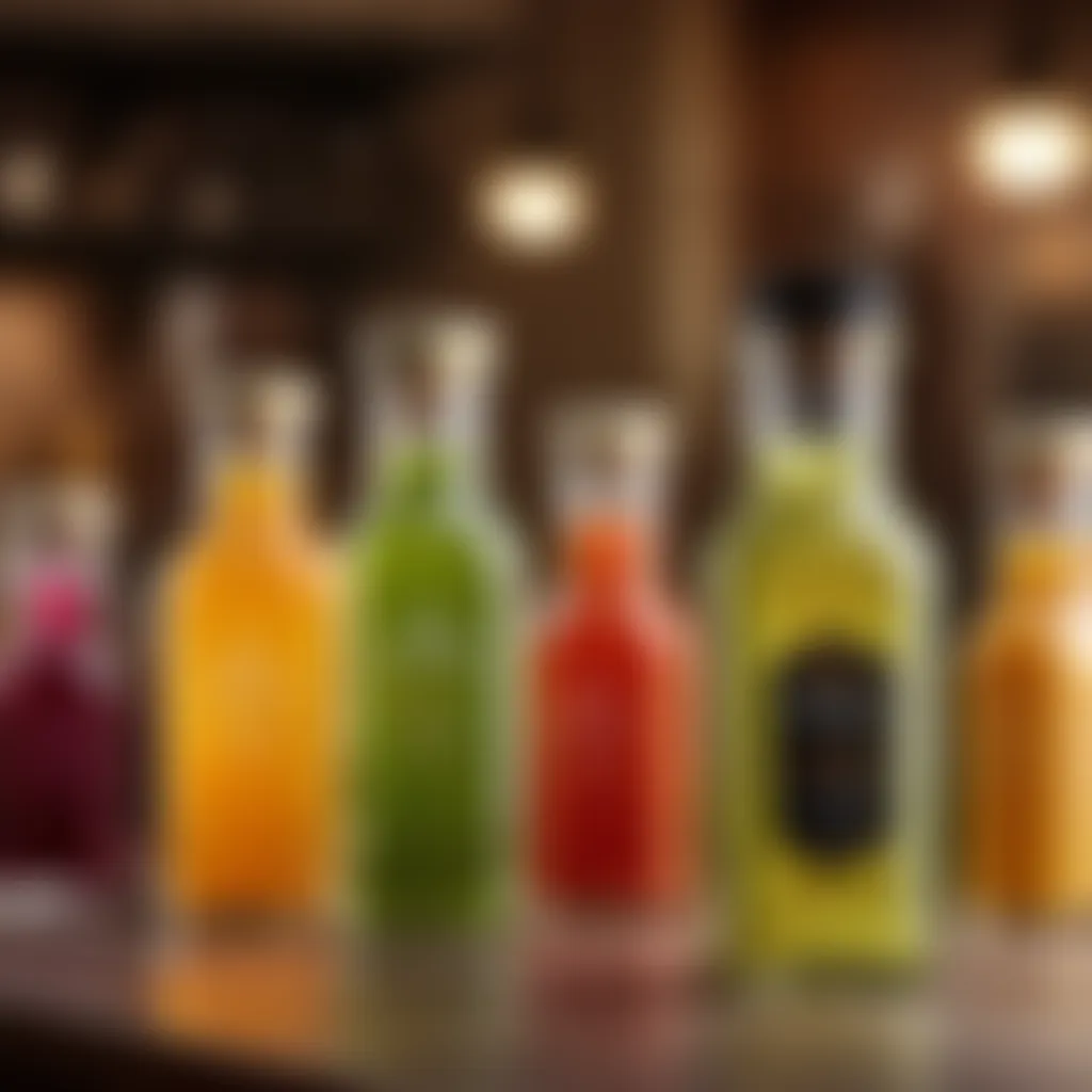 Glass bottles of various flavors