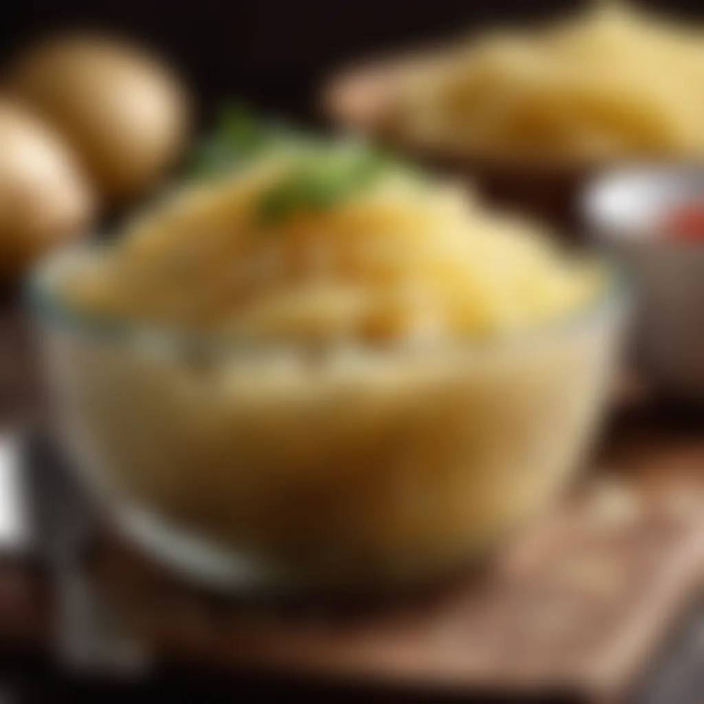 Grated potatoes in a bowl