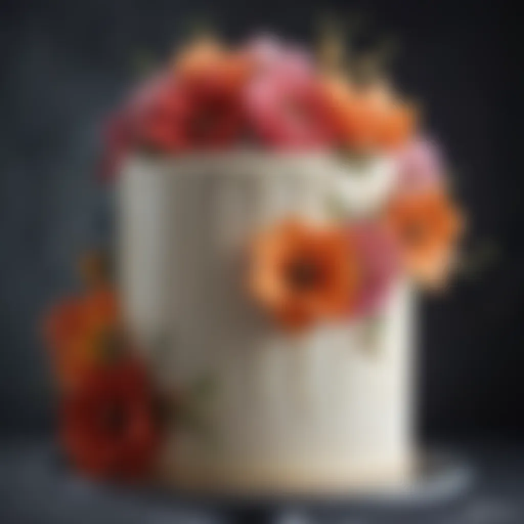 Delicate floral decoration on a cake
