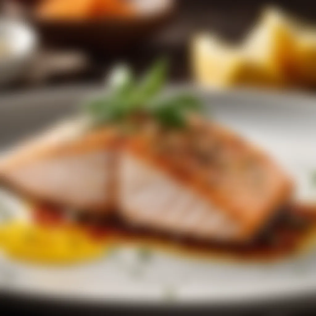 Creative depiction of seasoning fish fillet with precision