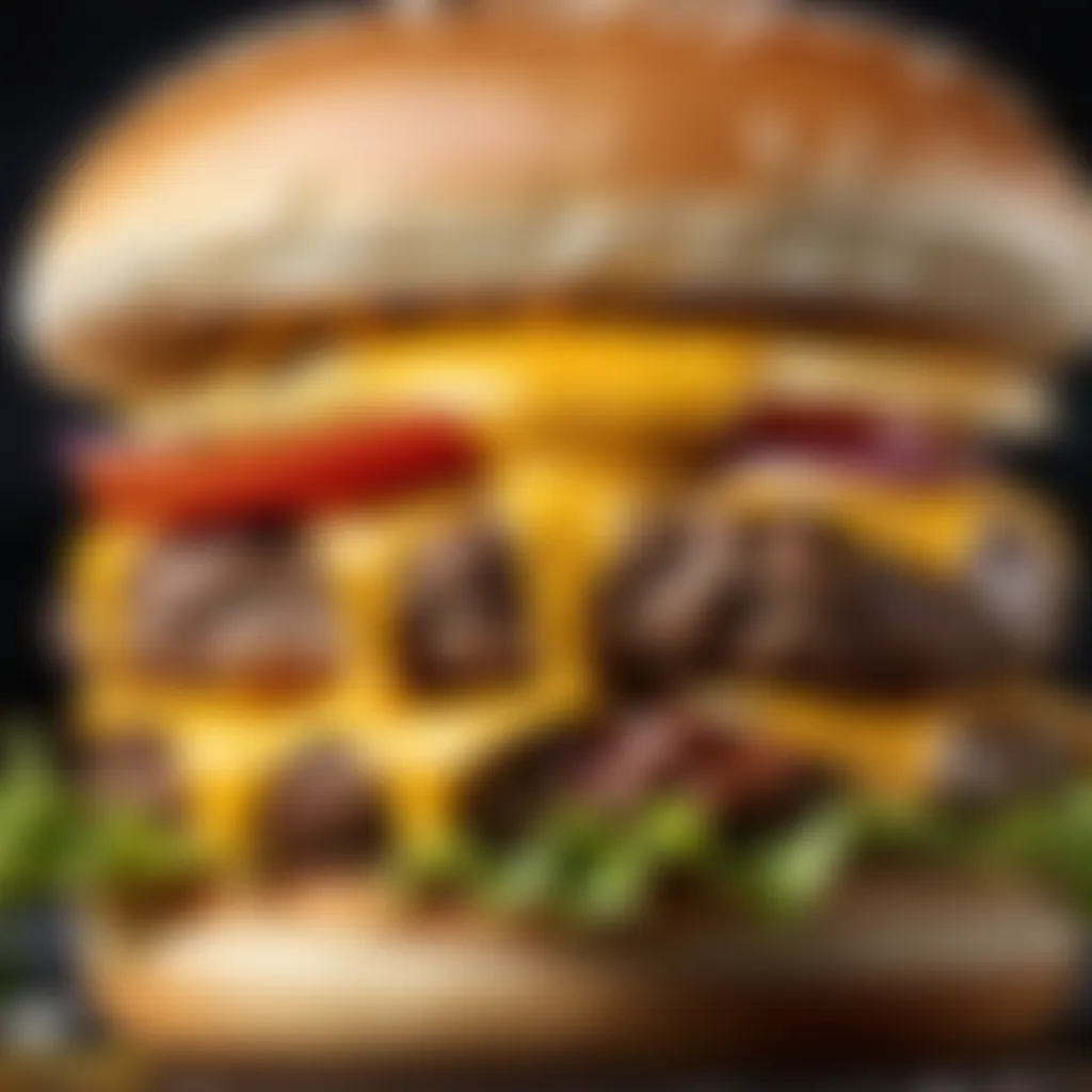 Close-up of mouth-watering classic beef burger with melting cheese