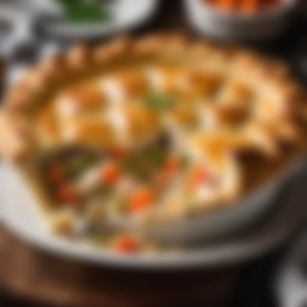 Mouthwatering chicken pot pie with crispy puff pastry crust