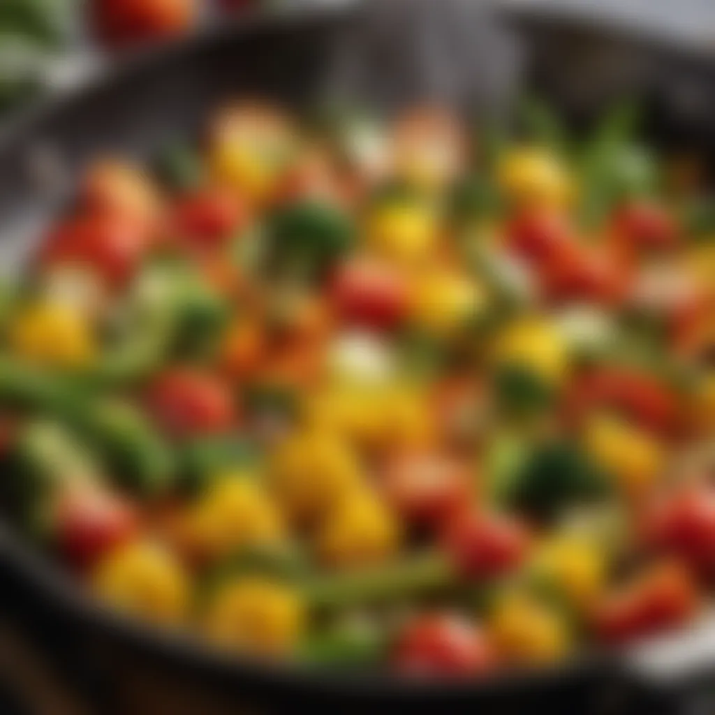 Cooking Pan with Sizzling Vegetables