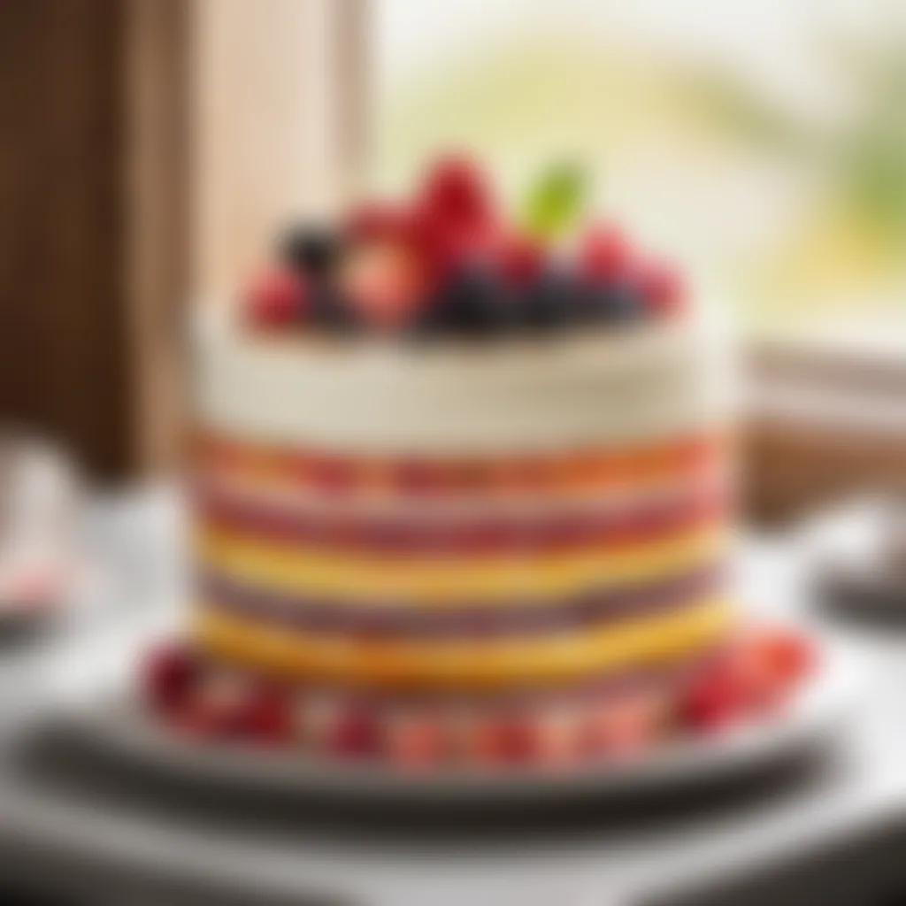 Layered cake with fruit topping