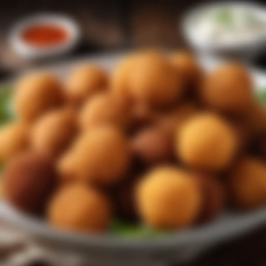 Assortment of akara balls with dipping sauce