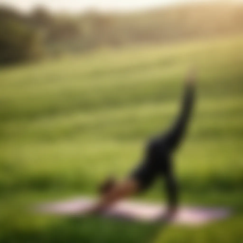 Person doing yoga in a green field