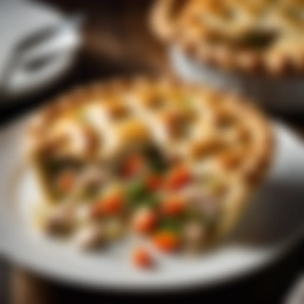 Savory chicken pot pie with flaky puff pastry
