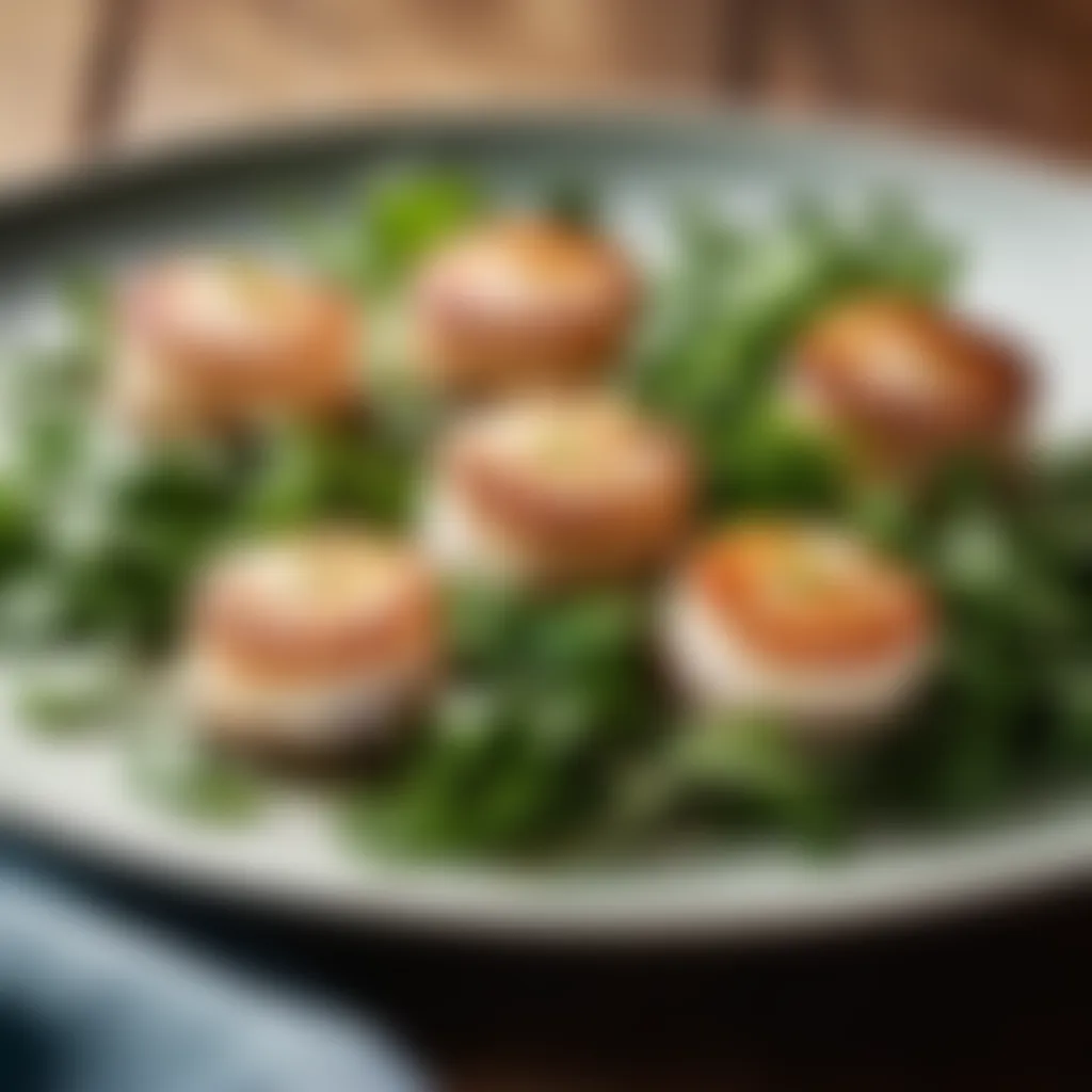 Scallops on a bed of arugula