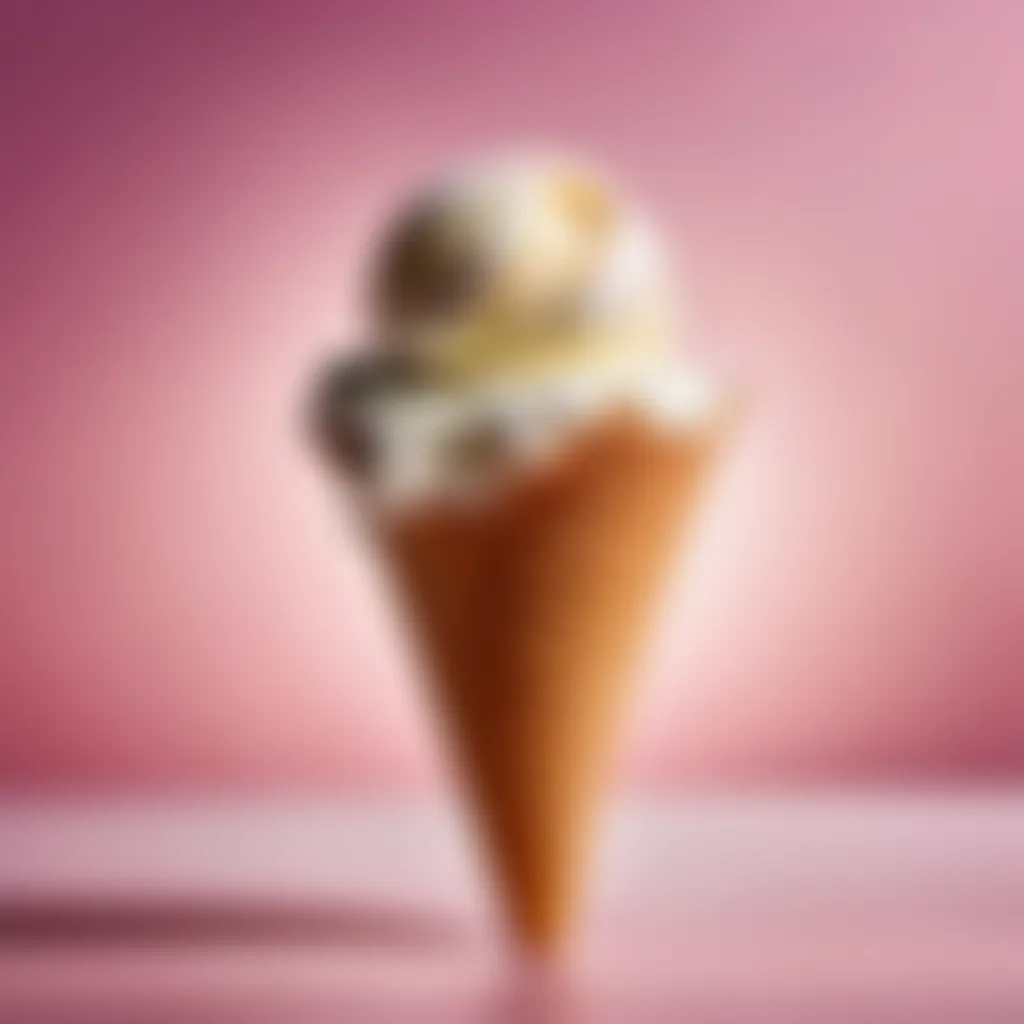 Scoop of ice cream on a cone