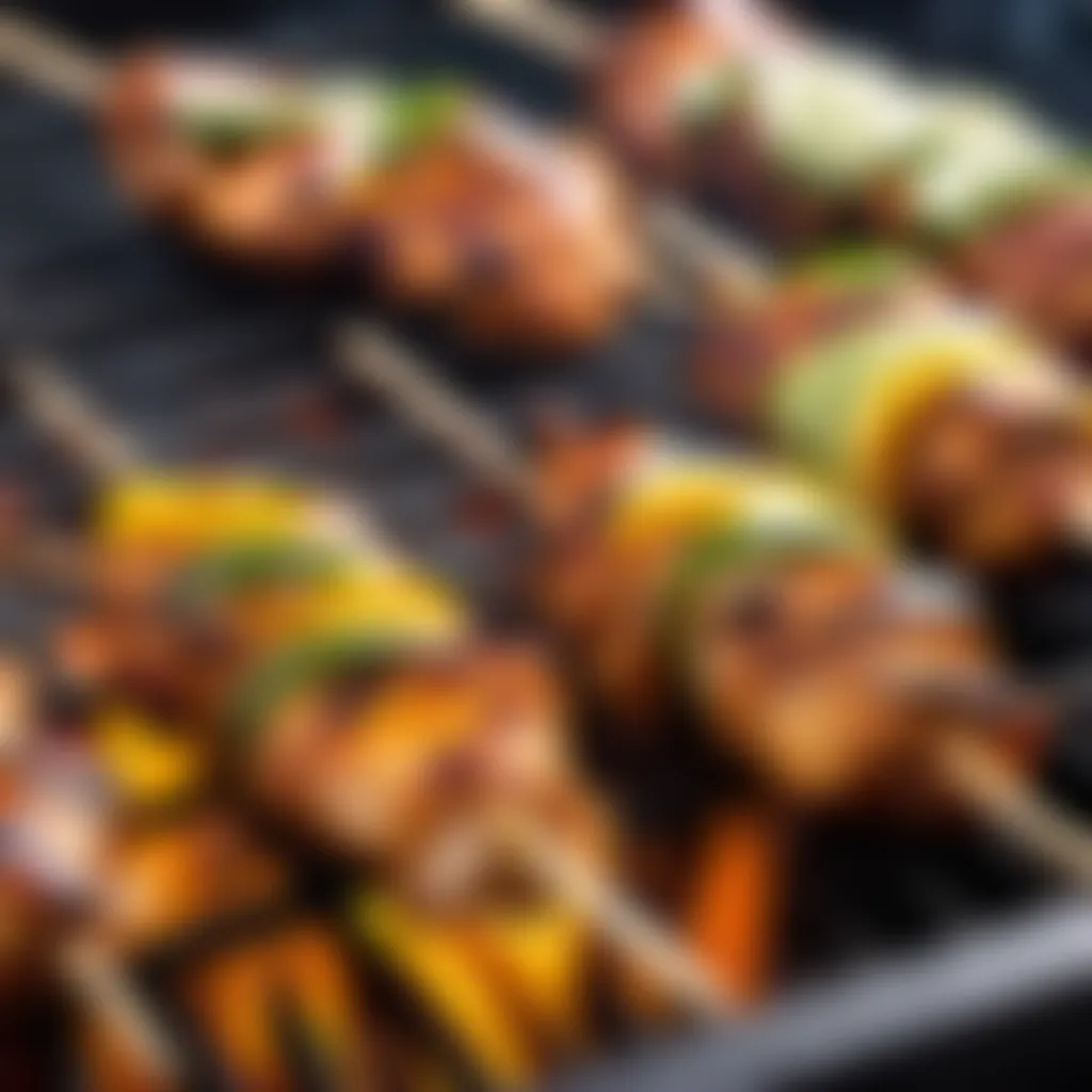 Sizzling Chicken Skewers on Grilling Pan