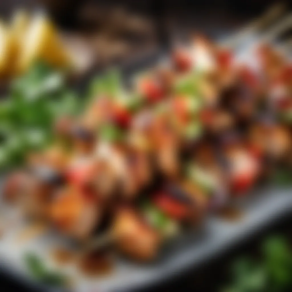 Succulent grilled chicken skewers with vibrant spices