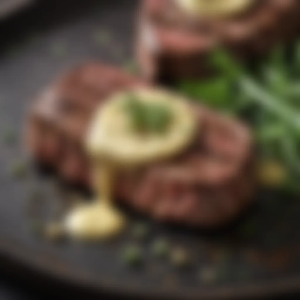 Succulent pan-seared steak with herb-infused butter