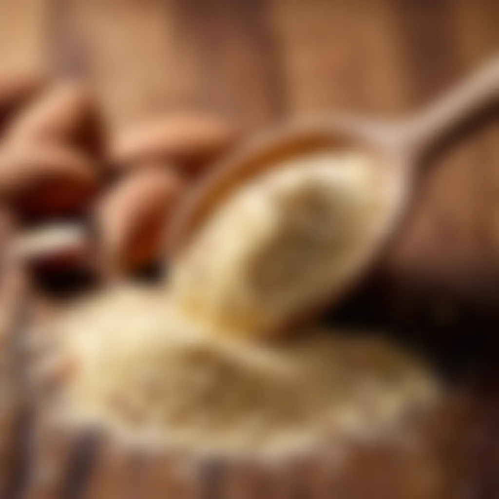 Ground Almond Flour on a Wooden Spoon