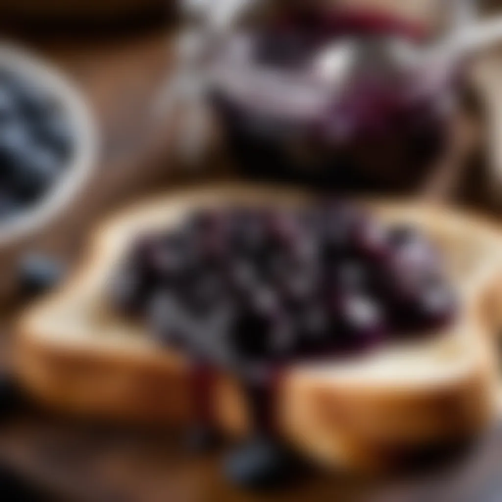 Sliced Toast with Blueberry Jam