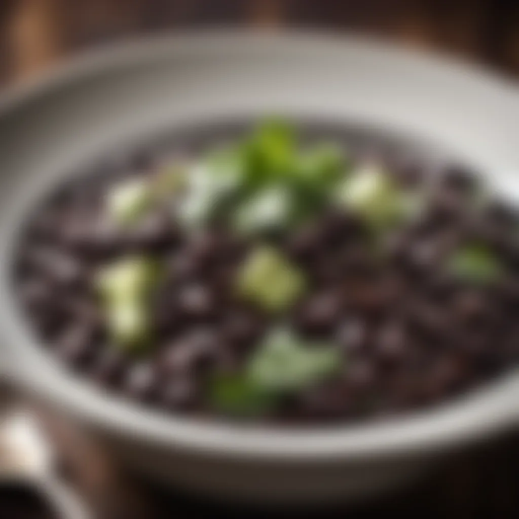 Black beans garnished with cilantro
