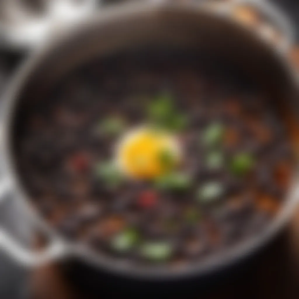 Black beans in a simmering pot