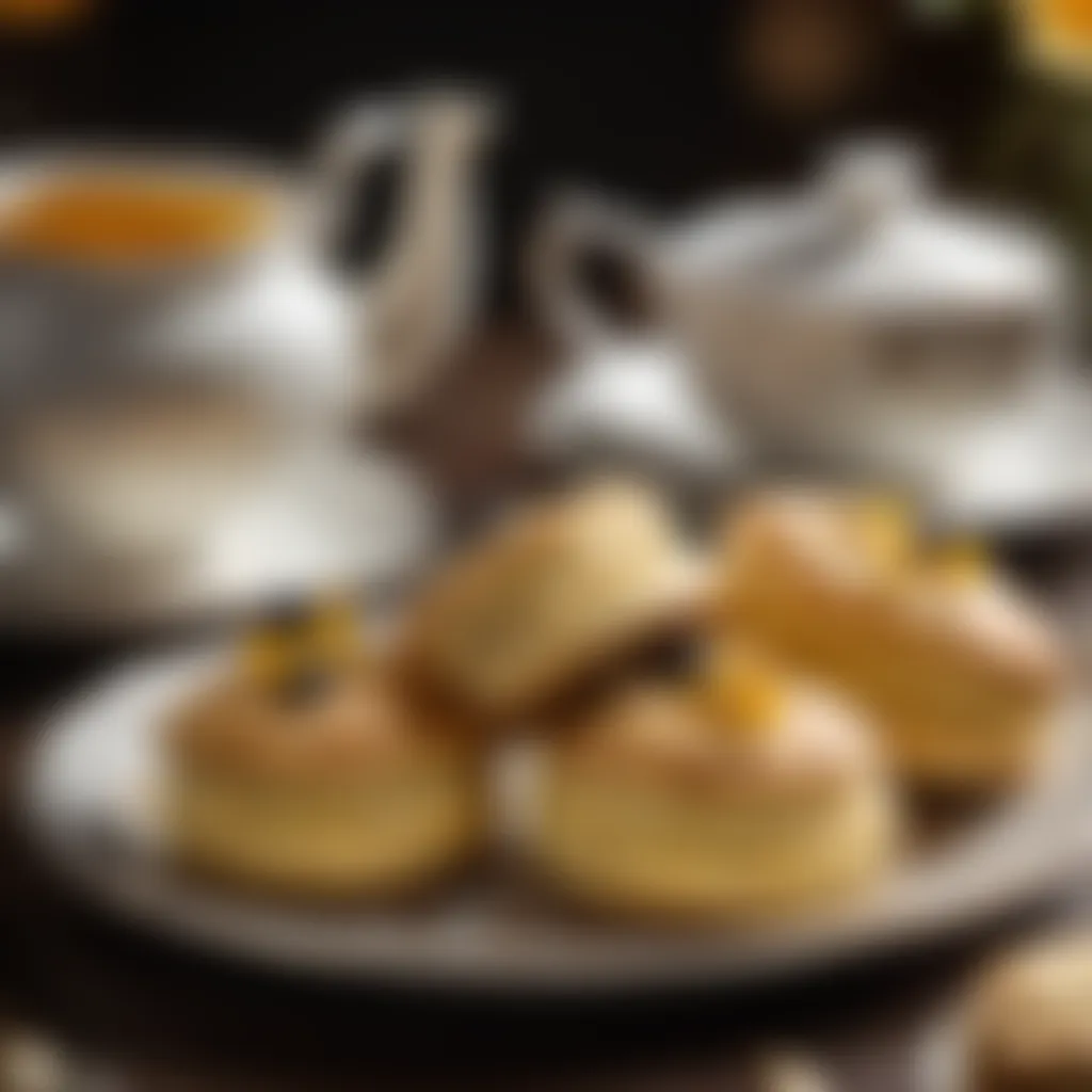 Aromatic scones served on an elegant tea set